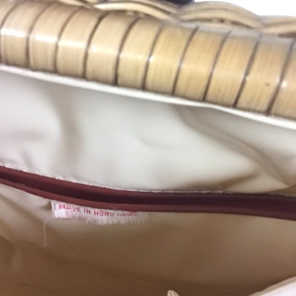 Vintage Made in Hong Kong Wicker & Leather Satchel Handbag - Picture 7 of 11